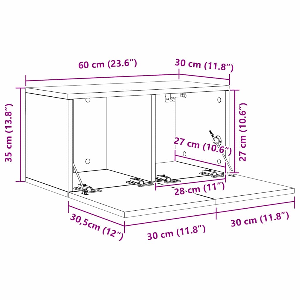 Set mobile TV 8 pcs rovere artigianale 60 x 30 x 30 cm