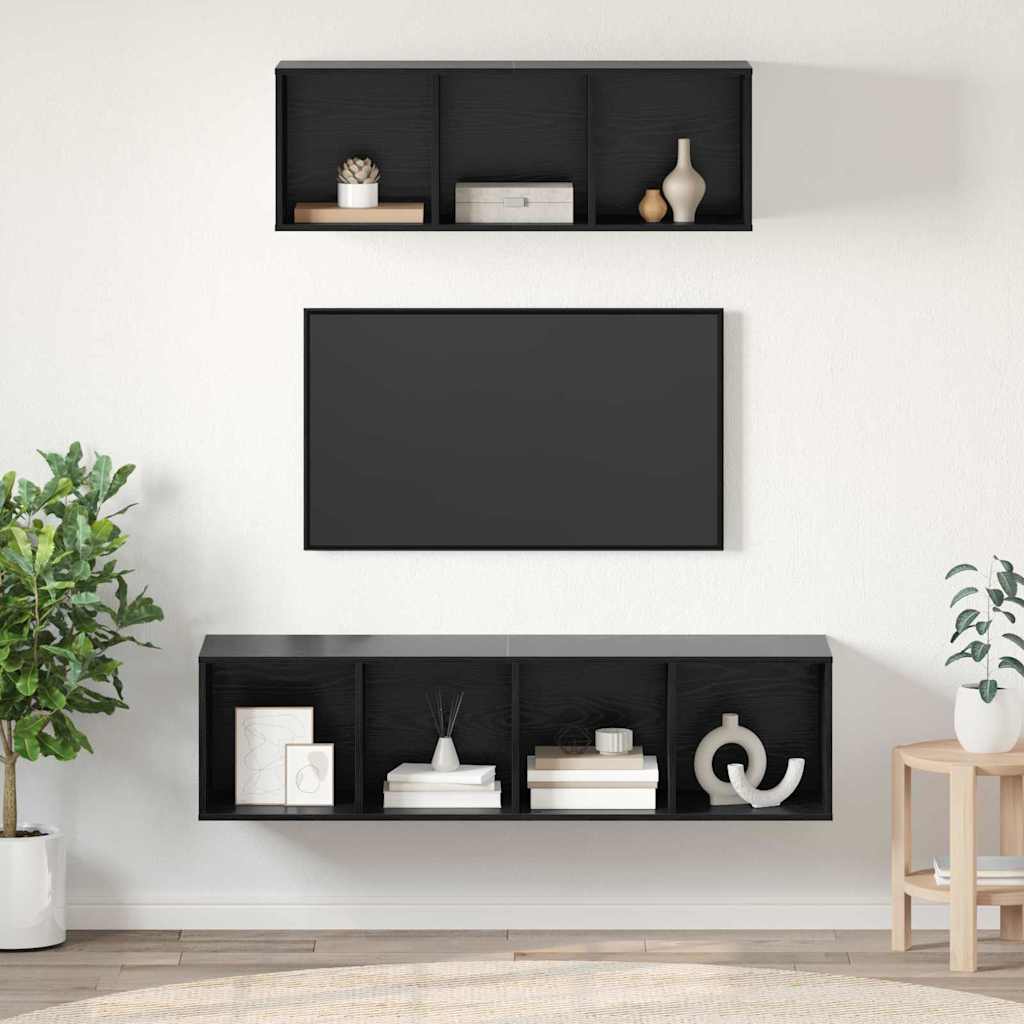Set di mobili TV 2 pcs Rovere nero Legno multistrato