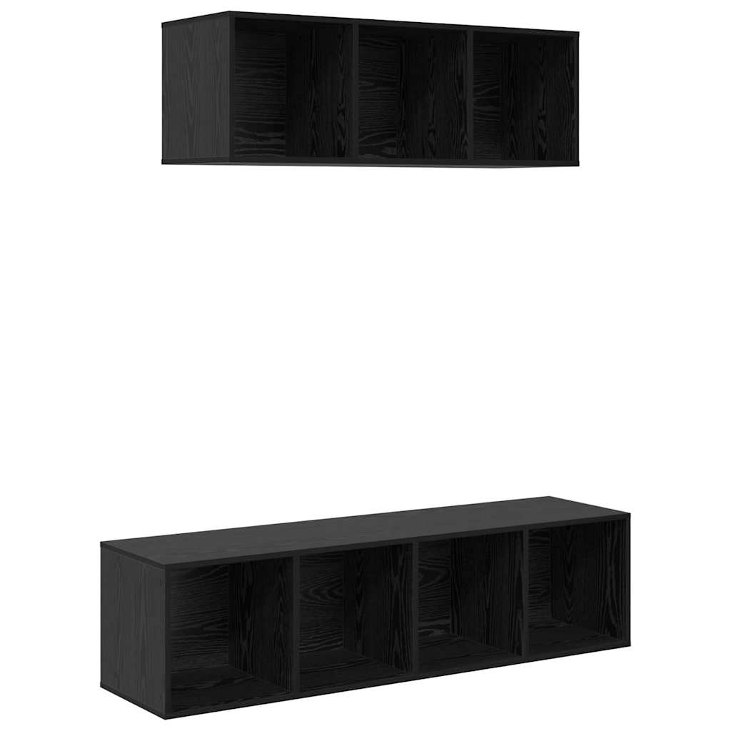 Set di mobili TV 2 pcs Rovere nero Legno multistrato
