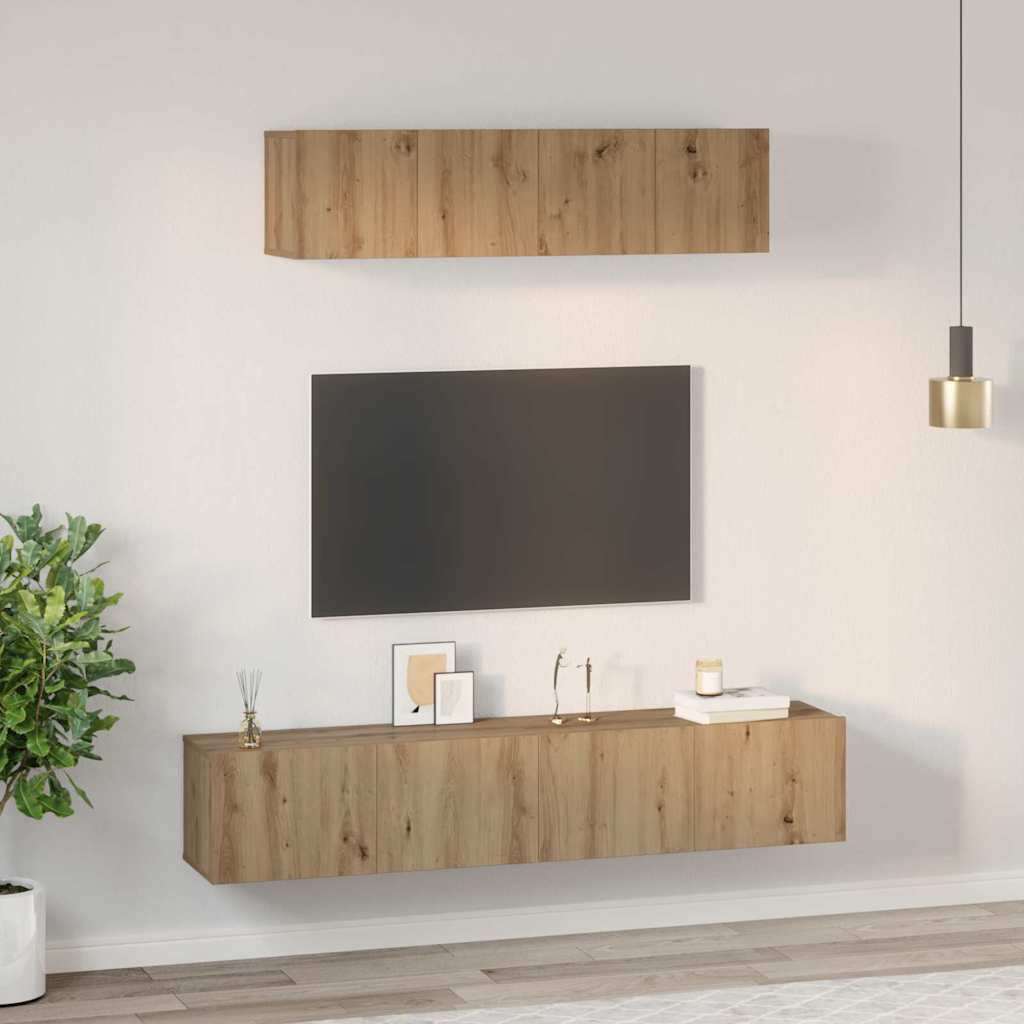 Set di mobili TV 4 pcs rovere artigianale Legno multistrato