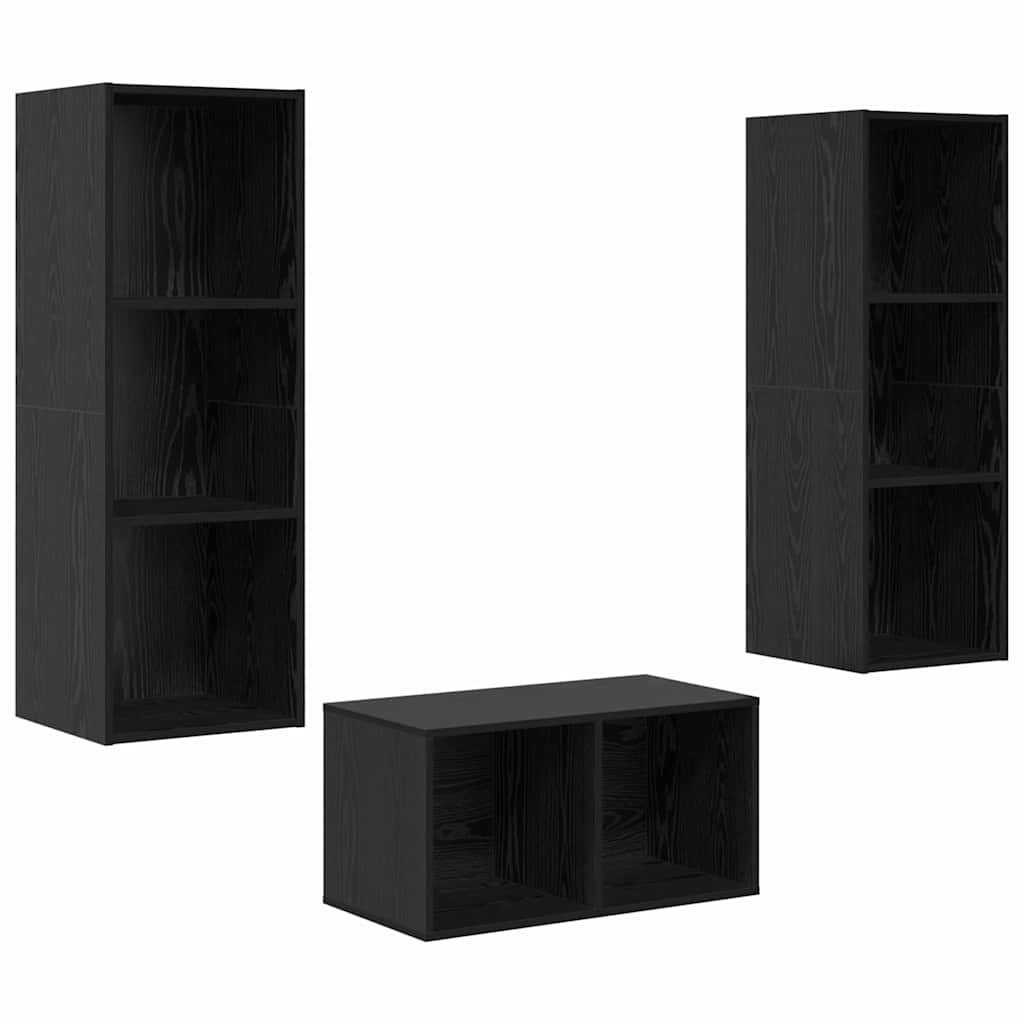 Set mobile TV Rovere nero 37 x 37 x 107 cm Legno multistrato