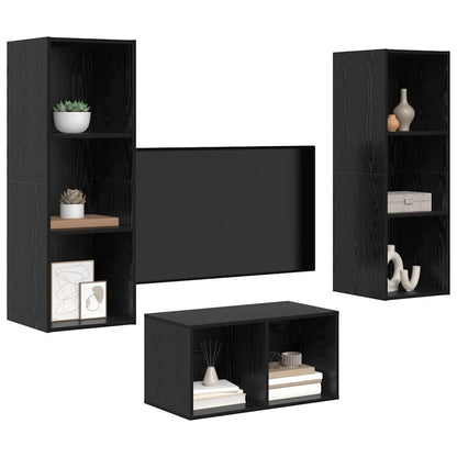 Set mobile TV Rovere nero 37 x 37 x 107 cm Legno multistrato