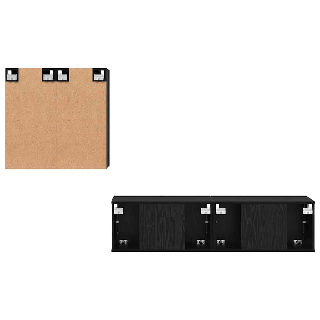 Set mobile TV 4 pcs Rovere nero Legno multistrato