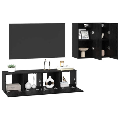 Set mobile TV 4 pcs Rovere nero Legno multistrato