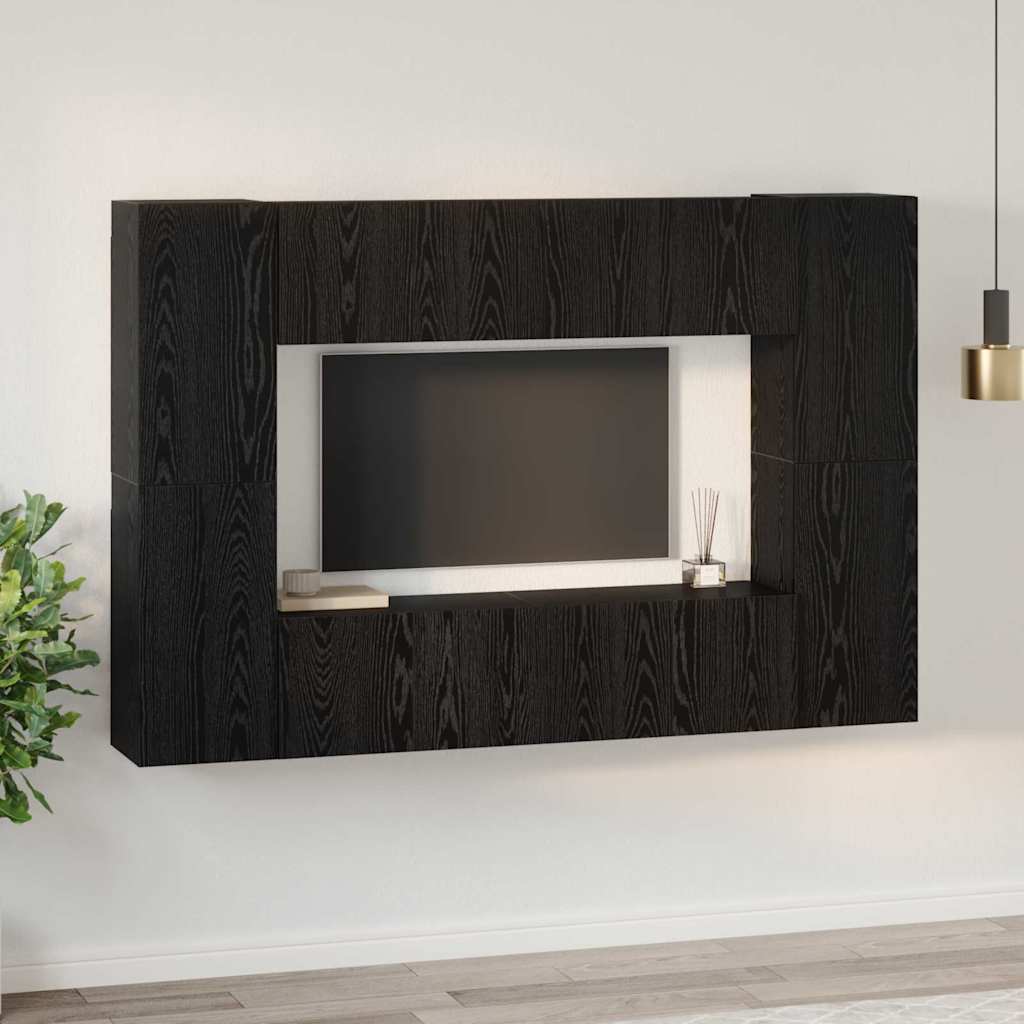 Set mobile TV 8 pcs Rovere nero 60 x 30 x 30 cm