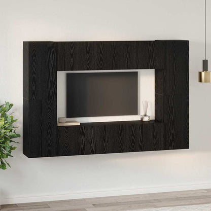 Set mobile TV 8 pcs Rovere nero 60 x 30 x 30 cm