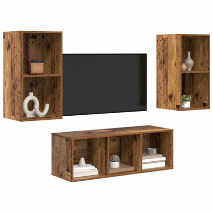 Set di mobili TV 3 pcs Legno vecchio Legno multistrato