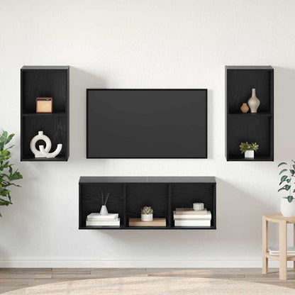 Set di mobili TV 3 pcs Rovere nero Legno multistrato