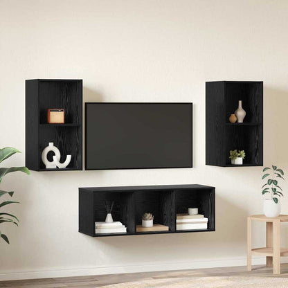 Set di mobili TV 3 pcs Rovere nero Legno multistrato