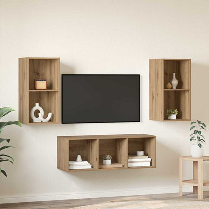 Set mobile TV 3 pz Rovere artigianale Legno ingegnerizzato