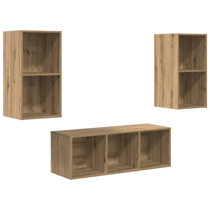 Set mobile TV 3 pz Rovere artigianale Legno ingegnerizzato