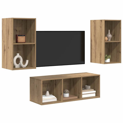 Set mobile TV 3 pz Rovere artigianale Legno ingegnerizzato
