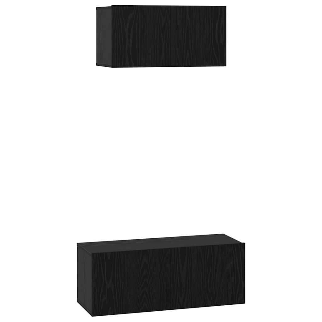 Set mobile TV 2 pcs Rovere nero Legno multistrato