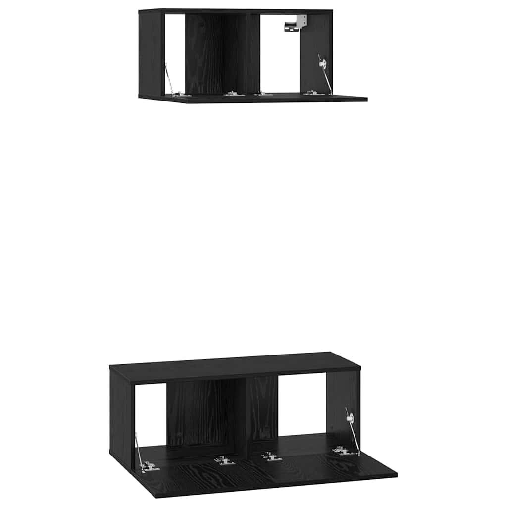 Set mobile TV 2 pcs Rovere nero Legno multistrato