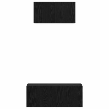 Set mobile TV 2 pcs Rovere nero Legno multistrato