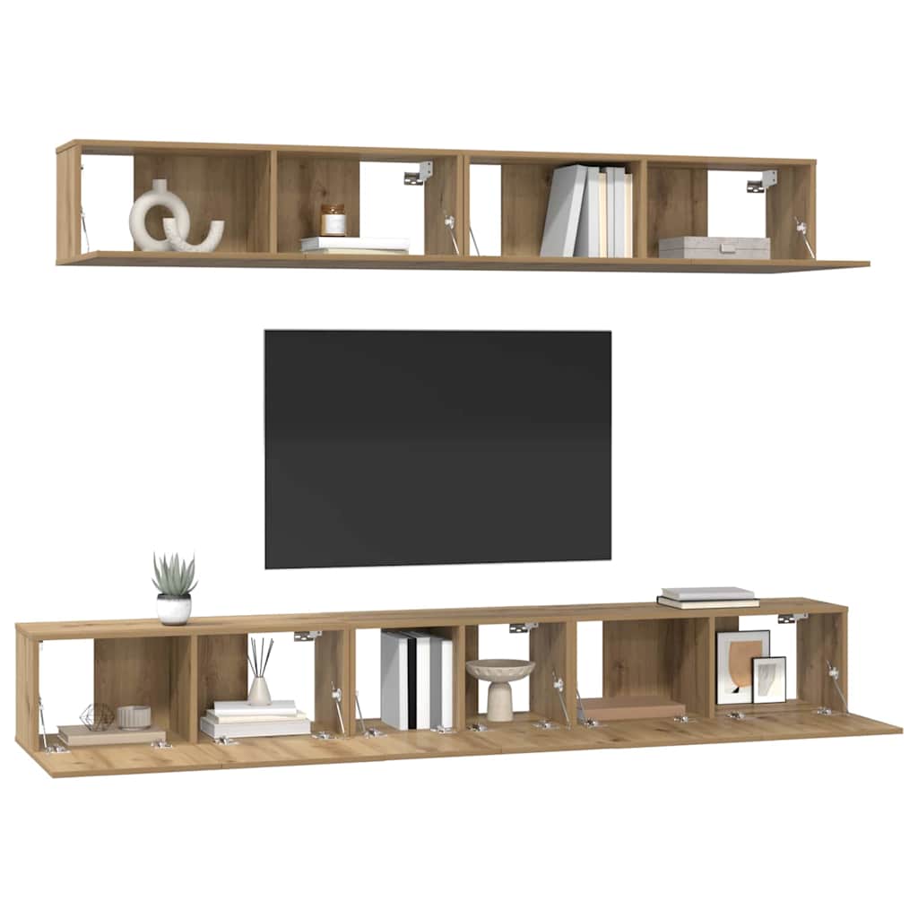 Set mobile TV 5 pz Rovere artigianale Legno ingegnerizzato