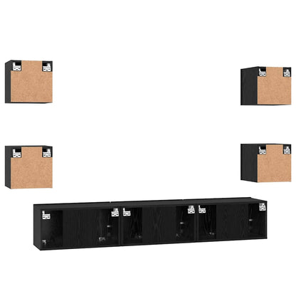Set mobile TV 7 pcs Rovere Nero Legno multistrato | homemem39