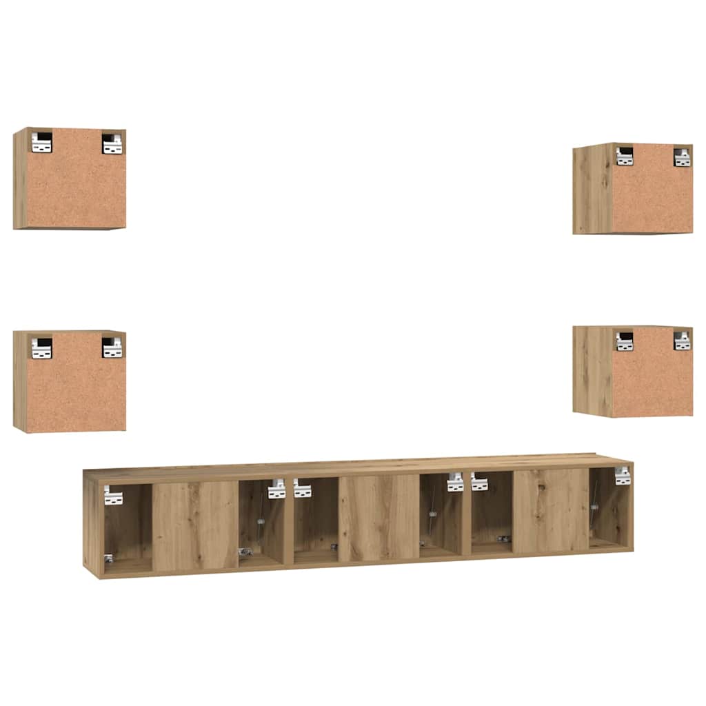 Set mobile TV 7 pz Rovere artigianale Legno ingegnerizzato | homemem39