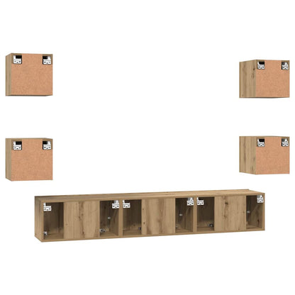 Set mobile TV 7 pz Rovere artigianale Legno ingegnerizzato | homemem39
