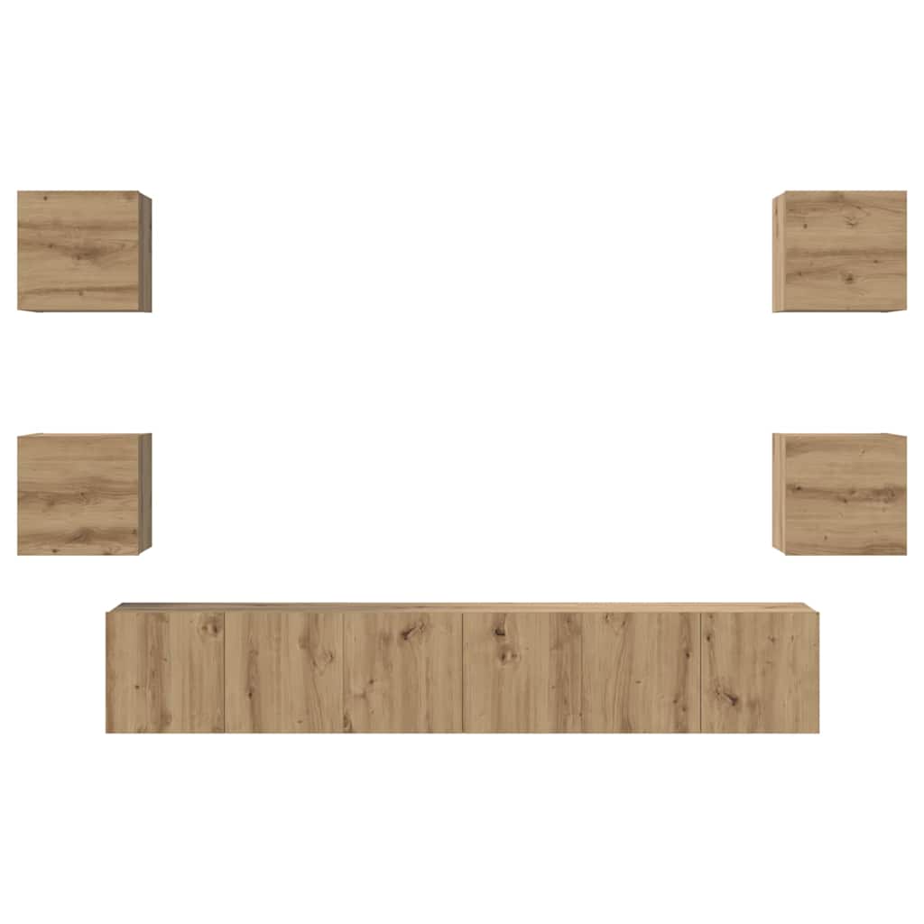 Set mobile TV 7 pz Rovere artigianale Legno ingegnerizzato | homemem39