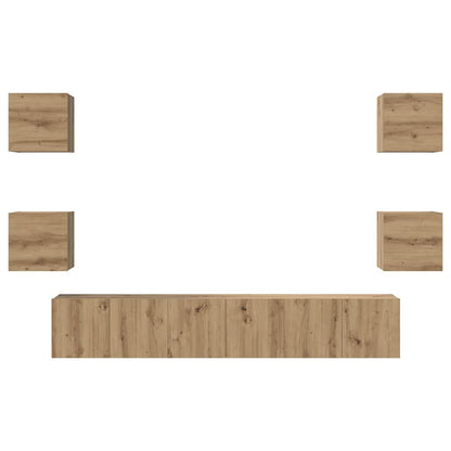 Set mobile TV 7 pz Rovere artigianale Legno ingegnerizzato | homemem39