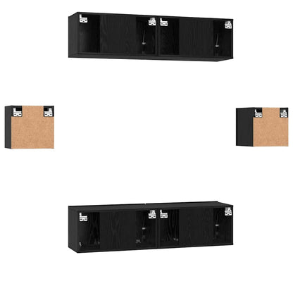 Set mobile TV 6 pcs Rovere Nero Legno multistrato