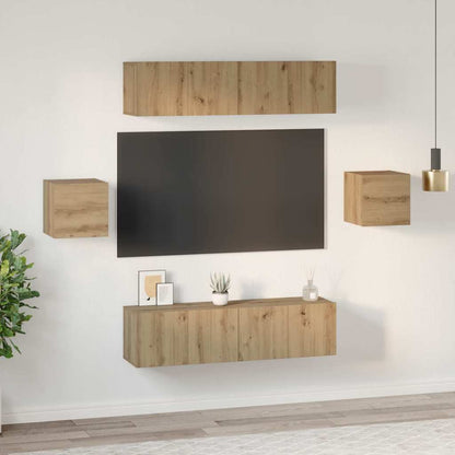Set mobile TV 6 pcs Rovere artigianale Legno multistrato