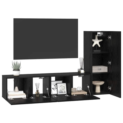 Set mobile TV 3 pcs Rovere nero 60 x 30 x 30 cm