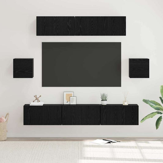 Set mobile TV 7 pcs Rovere Nero Legno multistrato | homemem39