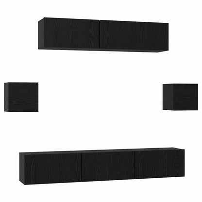 Set mobile TV 7 pcs Rovere Nero Legno multistrato | homemem39