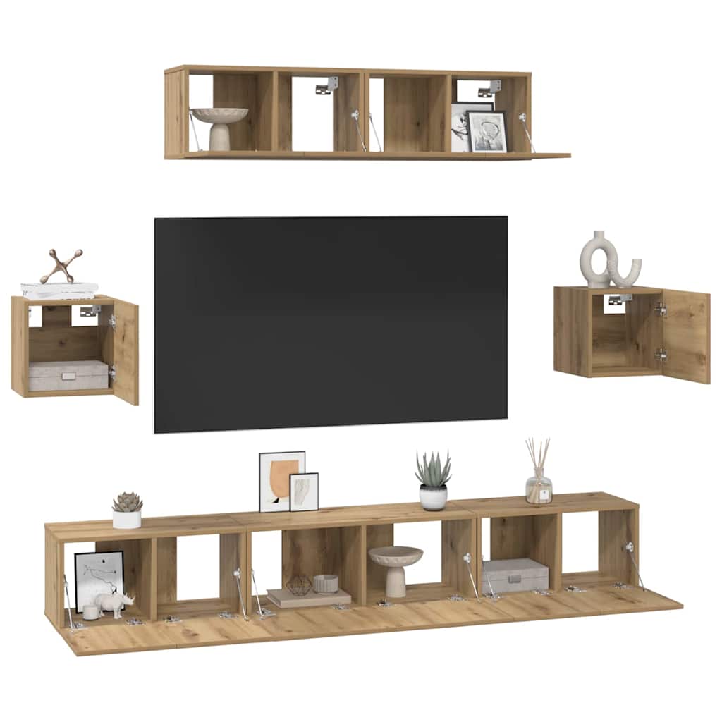 Set mobile TV 7 pcs Rovere artigianale Legno multistrato | homemem39