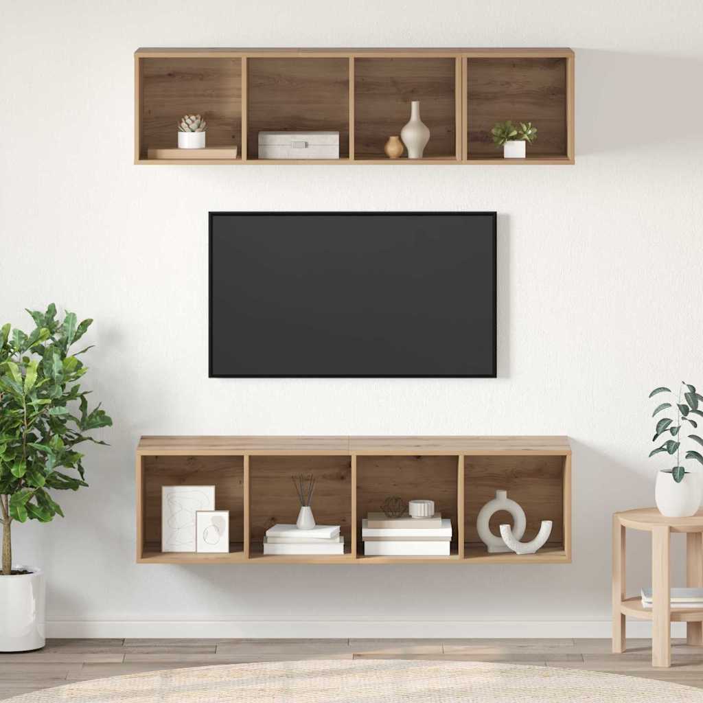 Set mobile TV 3 pz Rovere artigianale Legno ingegnerizzato