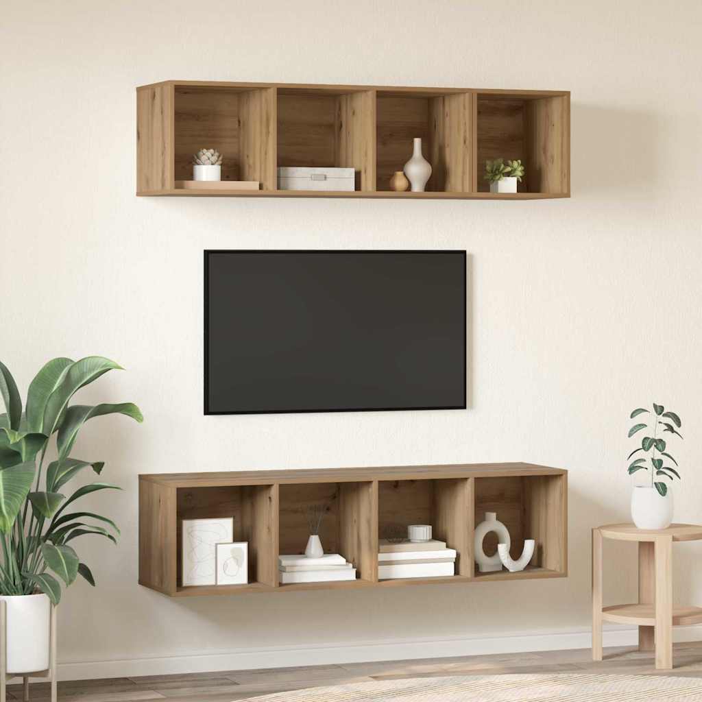 Set mobile TV 3 pz Rovere artigianale Legno ingegnerizzato