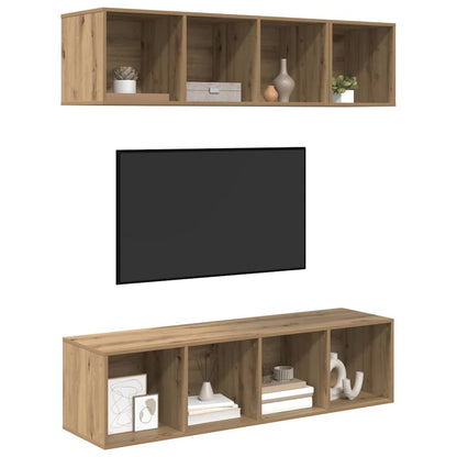 Set mobile TV 3 pz Rovere artigianale Legno ingegnerizzato