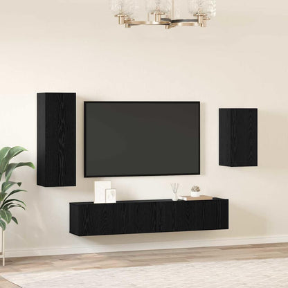 Set mobile TV 4 pcs Rovere nero Legno multistrato