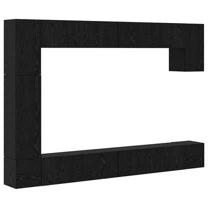 Set mobile TV 9 pcs Rovere Nero Legno multistrato | homemem39