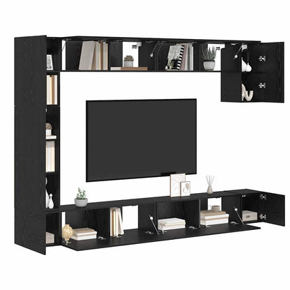 Set mobile TV 9 pcs Rovere Nero Legno multistrato | homemem39