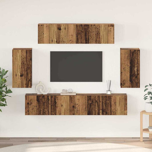 Set Armadi TV 6 pcs Legno vecchio 80 x 30 x 30 cm