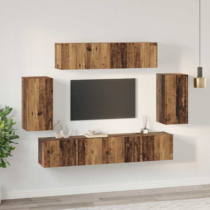 Set Armadi TV 6 pcs Legno vecchio 80 x 30 x 30 cm