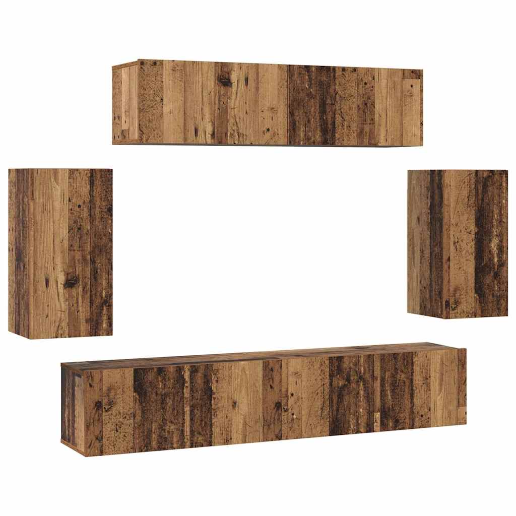 Set Armadi TV 6 pcs Legno vecchio 80 x 30 x 30 cm