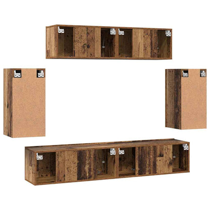 Set Armadi TV 6 pcs Legno vecchio 80 x 30 x 30 cm