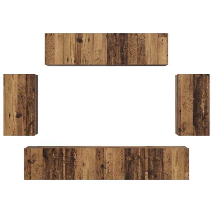Set Armadi TV 6 pcs Legno vecchio 80 x 30 x 30 cm