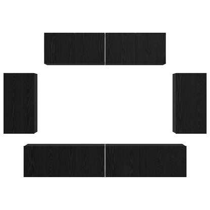 Set Armadi TV 6 pcs Rovere nero 80 x 30 x 30 cm