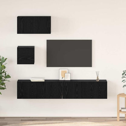 Set mobile TV 4 pcs Rovere nero 80 x 30 x 30 cm