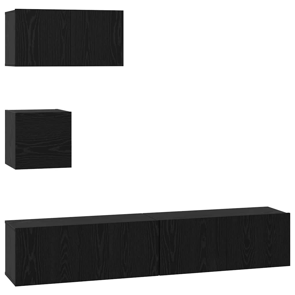 Set mobile TV 4 pcs Rovere nero 80 x 30 x 30 cm