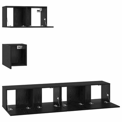 Set mobile TV 4 pcs Rovere nero 80 x 30 x 30 cm