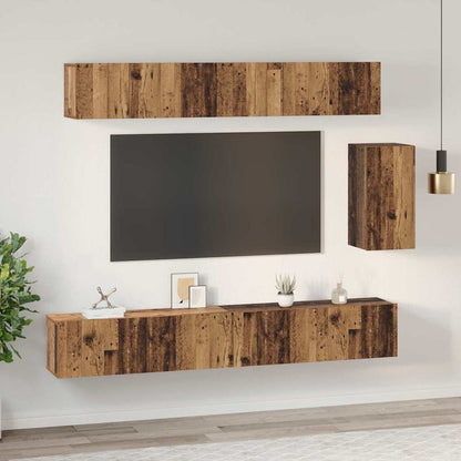 Set mobile TV con cassetto 6 pcs Legno vecchio 100 x 30 x 30 cm