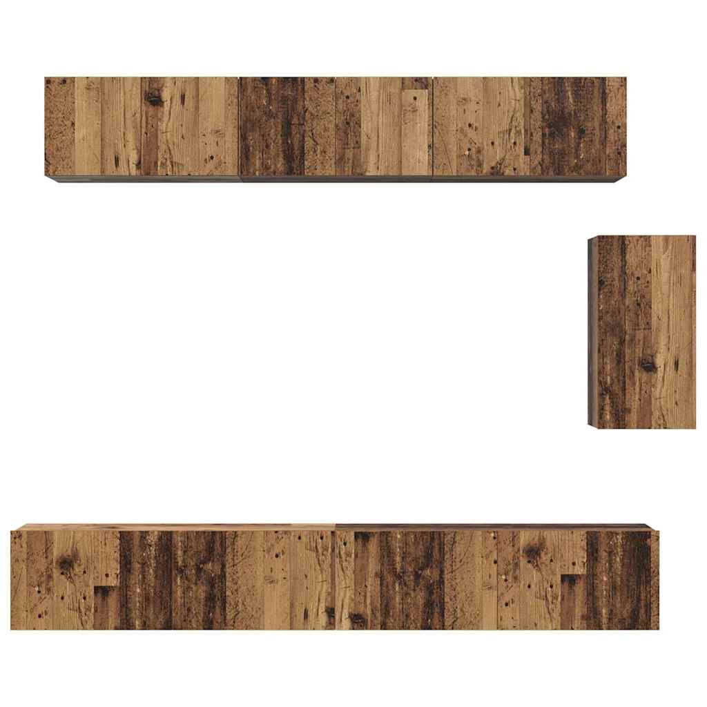 Set mobile TV con cassetto 6 pcs Legno vecchio 100 x 30 x 30 cm