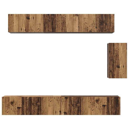 Set mobile TV con cassetto 6 pcs Legno vecchio 100 x 30 x 30 cm