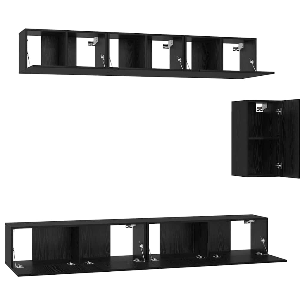 Set mobile TV 6 pcs Rovere nero 100 x 30 x 30 cm